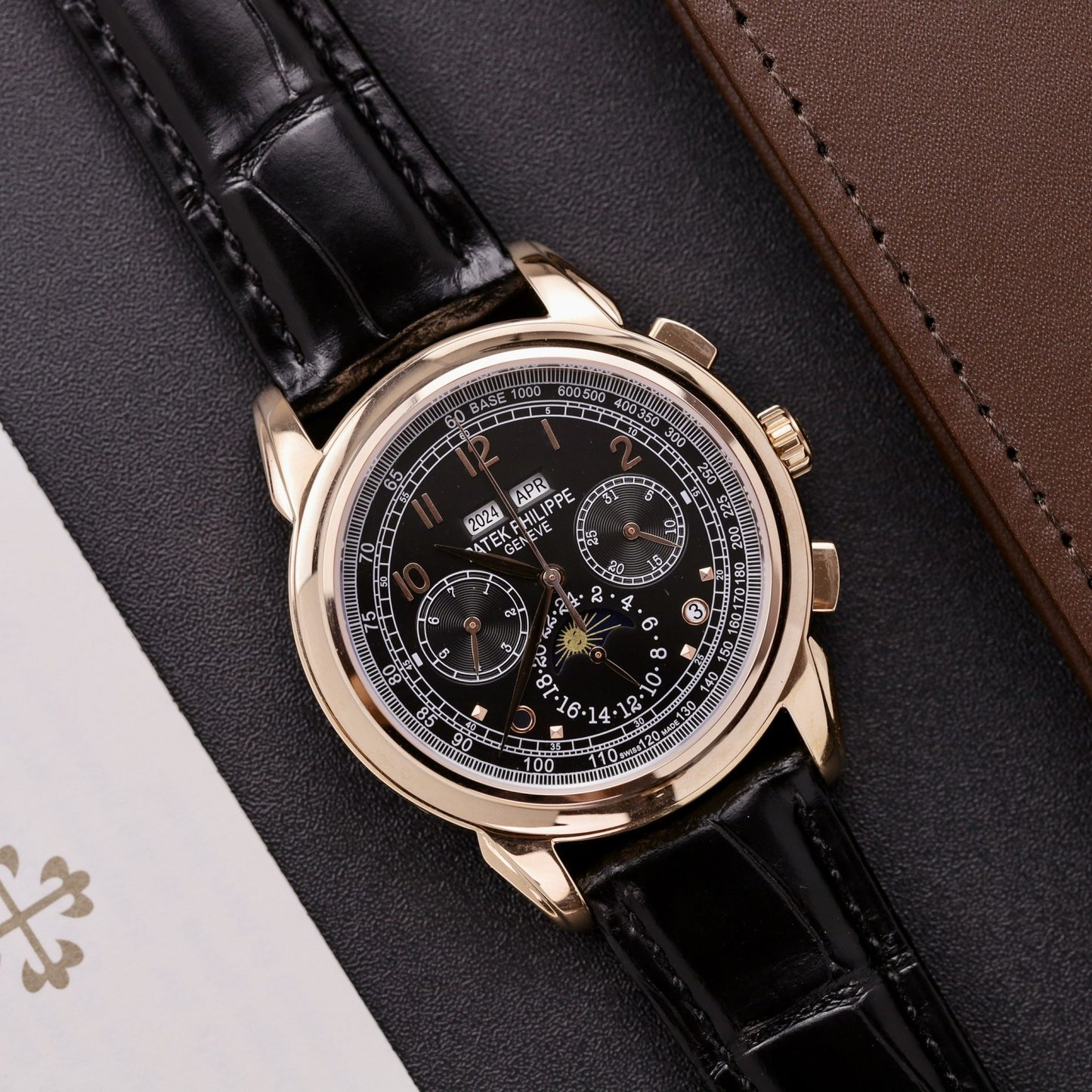 Patek Philippe 5205R Annual Calendar Complication Semi Swiss Grade Stainless Steel Case Genuine Leather Strap Men's Watch (Copy)