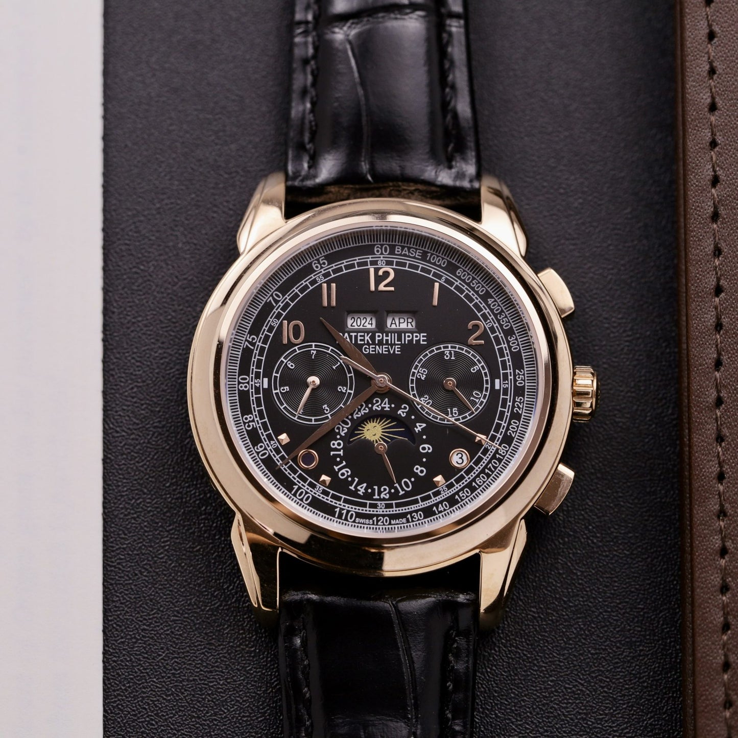 Patek Philippe 5205R Annual Calendar Complication Semi Swiss Grade Stainless Steel Case Genuine Leather Strap Men's Watch (Copy)