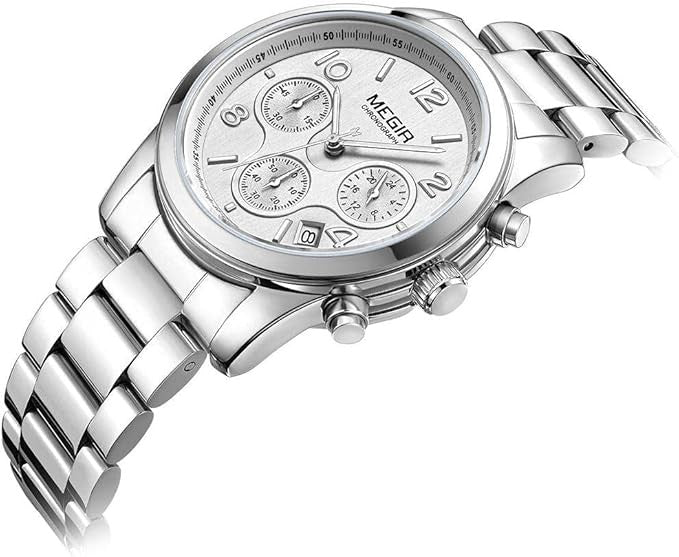 Megir MS2057L-7 Chronograph Quartz Silver Stainless Steel chain Women’s watch