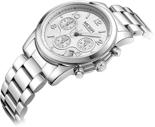 Megir MS2057L-7 Chronograph Quartz Silver Stainless Steel chain Women’s watch