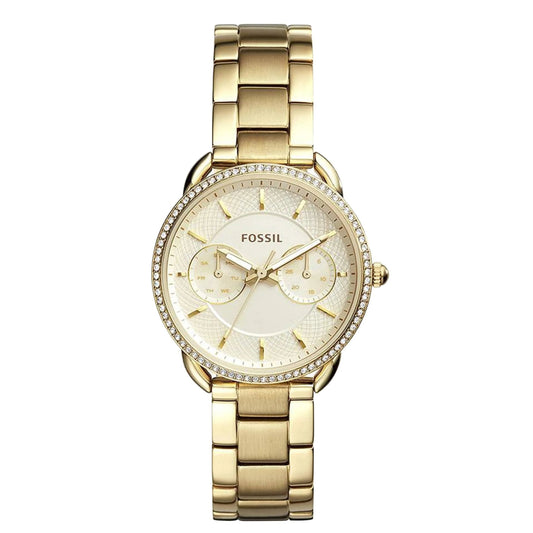 Fossil Tailor ES4263 Chronograph Quartz Gold Dial Stainless Steel Chain Lady’s Watch