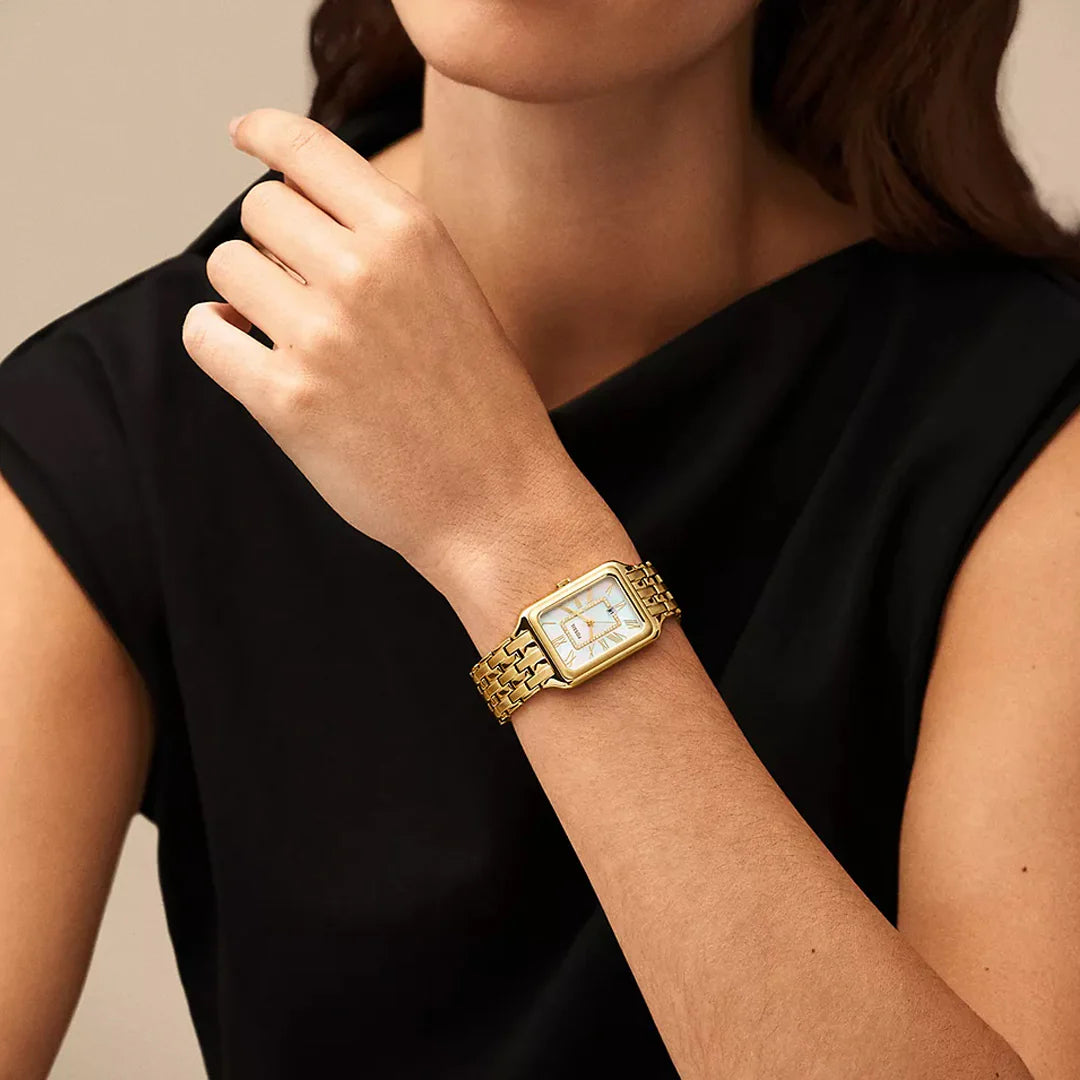 Fossil Raquel ES5304 Quartz Mother of Pearl Dial Stainless Steel Gold-Tone Chain Lady’s Watch
