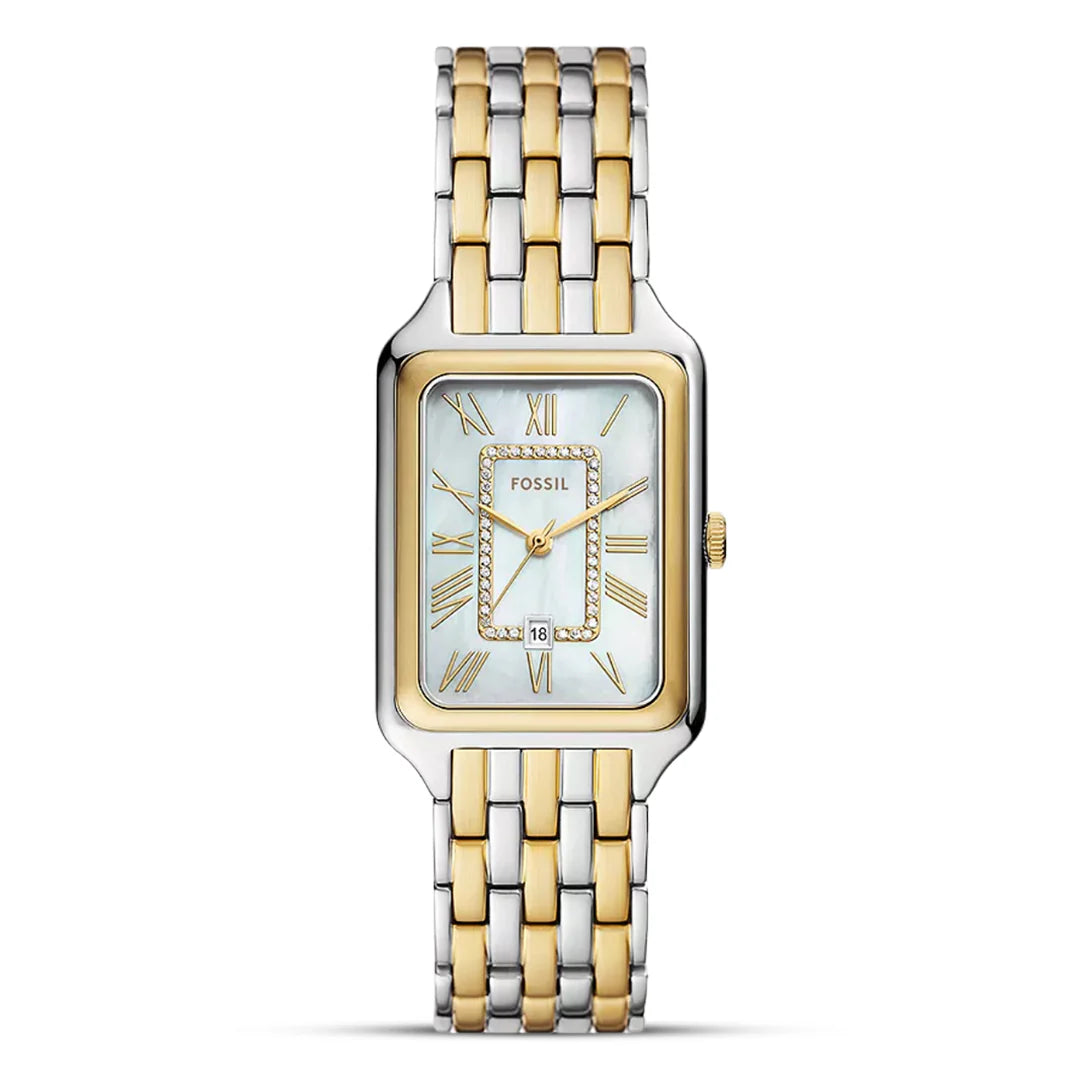 Fossil Raquel ES5305 Quartz Mother Of Pearl Dial Stainless Steel Chain Women’s Watch