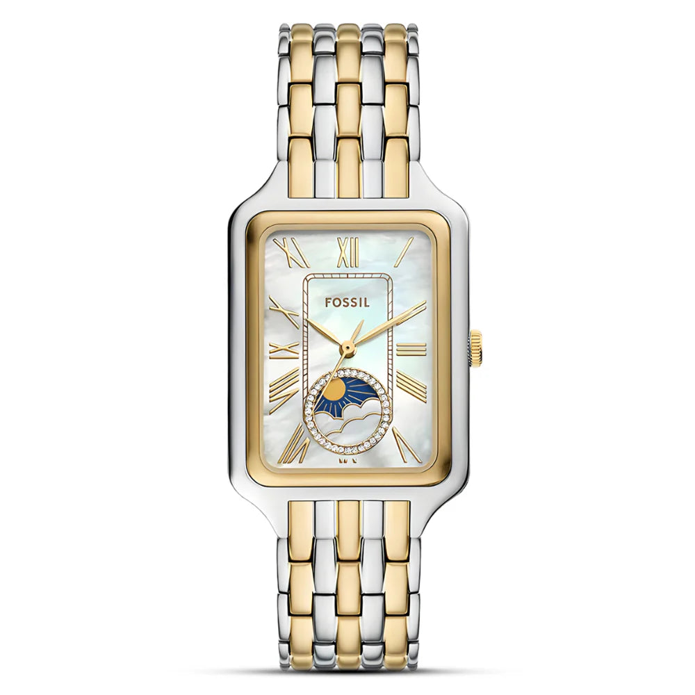 Fossil Raquel ES5399 Quartz Sun-Moon Multifunction Two-Tone Stainless Steel Lady’s Watch