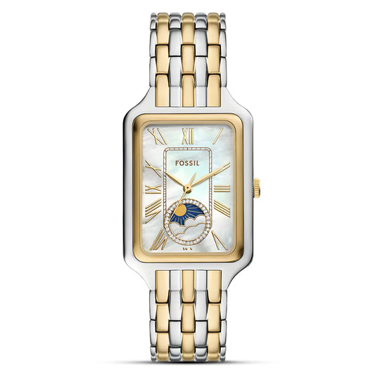 Fossil Raquel ES5399 Quartz Sun-Moon Multifunction Two-Tone Stainless Steel Lady’s Watch