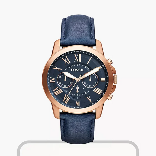 Fossil Grant FS4835 Chronograph Quartz Rose Gold-Tone Genuine Leather Strap Men’s Watch