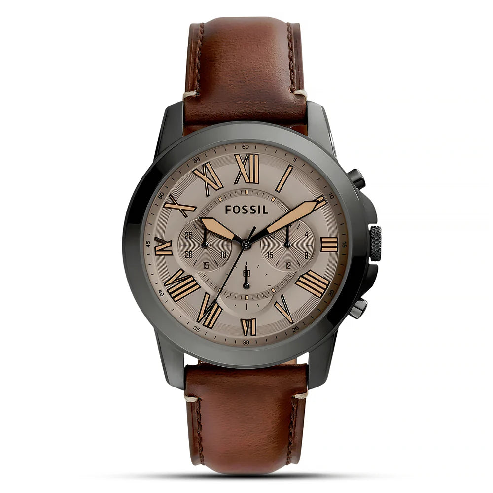 Fossil Grant FS5214 Brown Dial Chronograph Quartz Genuine Dark Brown Leather Men’s Watch