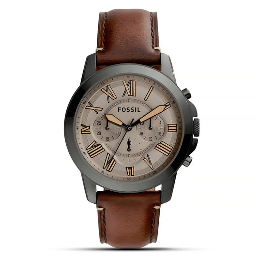 Fossil Grant FS5214 Brown Dial Chronograph Quartz Genuine Dark Brown Leather Men’s Watch