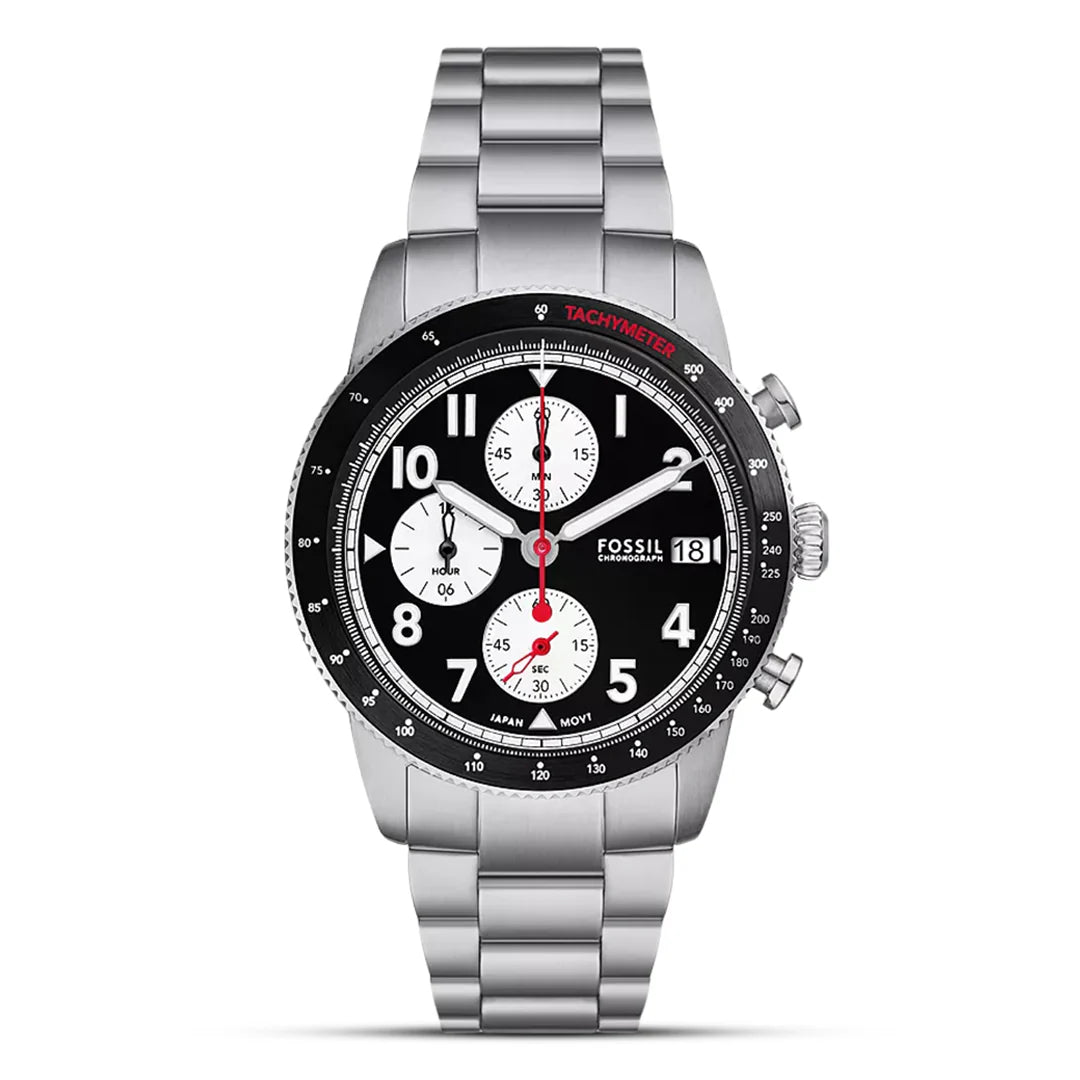 Fossil Sport Tourer FS6045 Chronograph Quartz Black Dial Stainless Steel Chain Men’s Watch