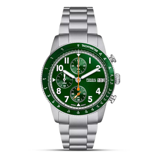Fossil Sport Tourer FS6048 Chronograph Quartz Green Dial Stainless Steel Chain Men’s Watch