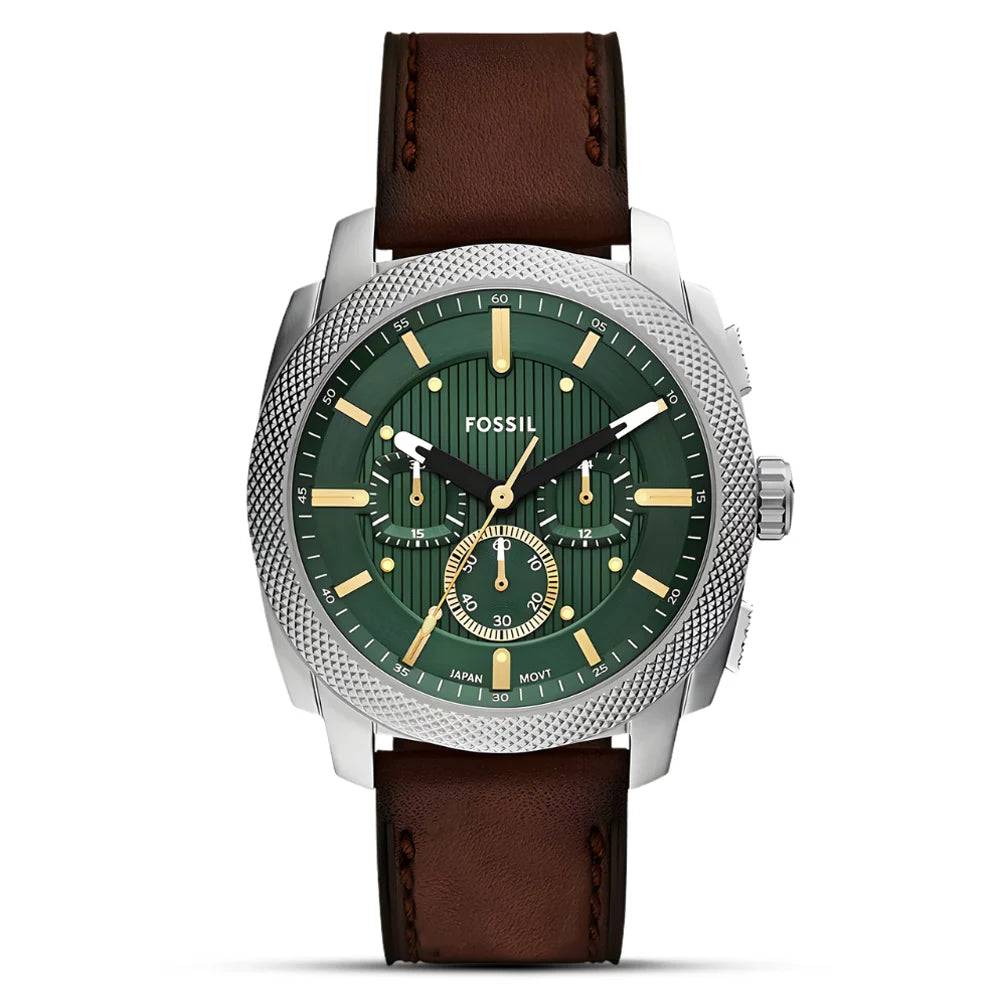 Fossil Machine FS6100 Chronograph Quartz Stainless Steel Genuine Leather Strap Men’s Watch