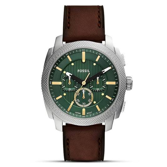 Fossil Machine FS6100 Chronograph Quartz Stainless Steel Genuine Leather Strap Men’s Watch