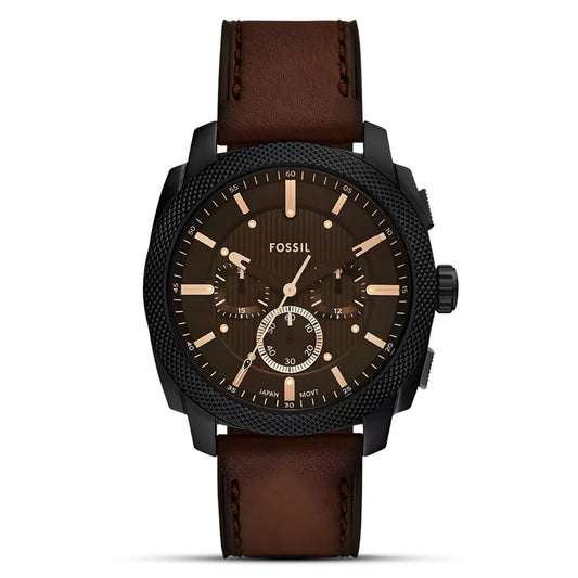 Fossil Machine FS6101 Chronograph Quartz Stainless Steel Genuine Leather Strap Men’s Watch