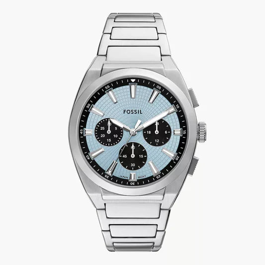 Fossil Everett FS6105 Chronograph Quartz Tiffany Blue Stainless Steel Chain Men’s Watch