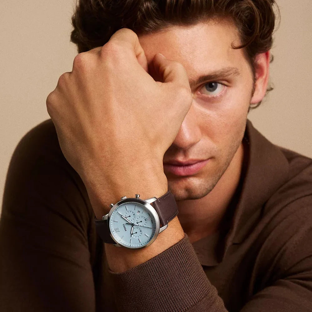 Fossil Neutra FS6109 Chronograph Quartz Tiffany Blue Dial Genuine Leather Men’s Watch