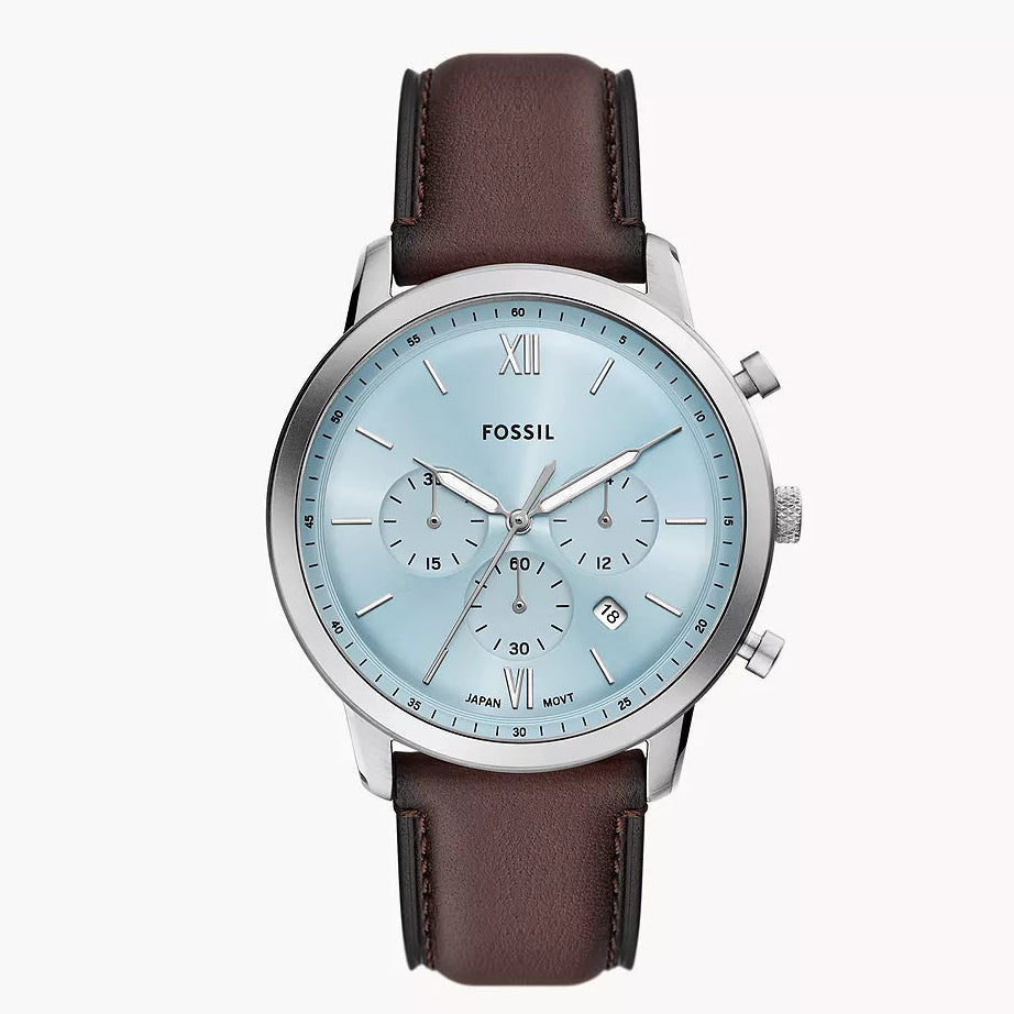 Fossil Neutra FS6109 Chronograph Quartz Tiffany Blue Dial Genuine Leather Men’s Watch