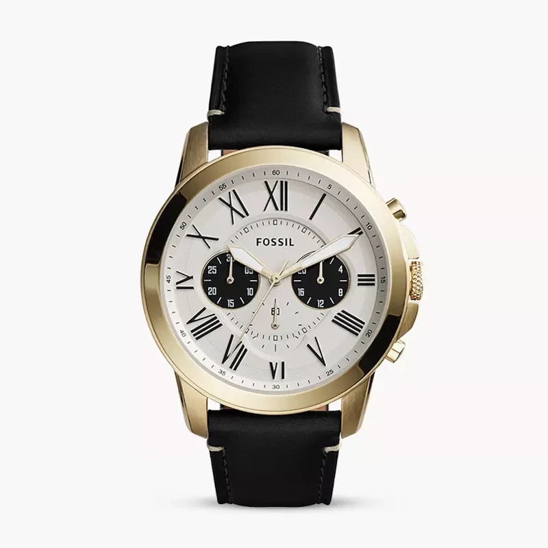 Fossil Grant FS5272 Chronograph Quartz Off-White Dial Genuine Leather Strap Men’s Watch