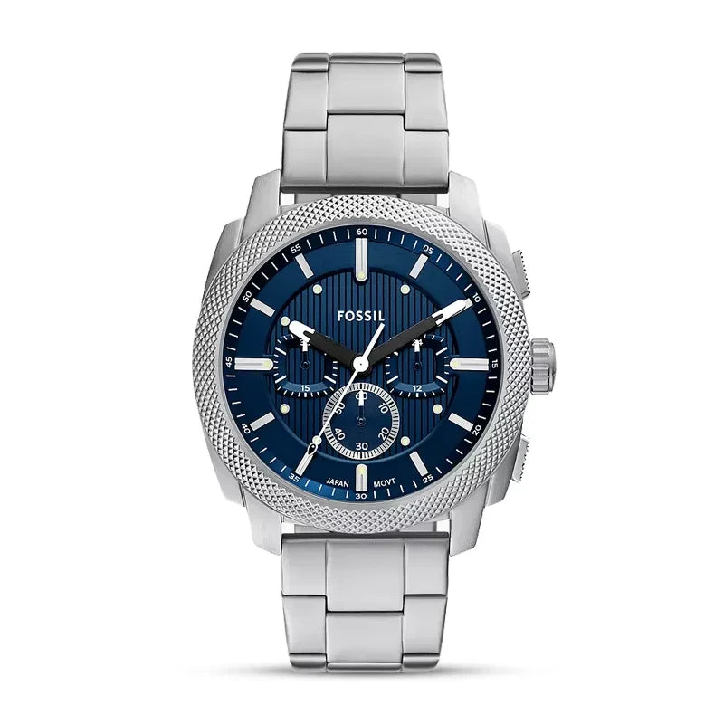 Fossil Machine FS6096 Chronograph Quartz Blue Dial Stainless Steel Chain Men’s Watch