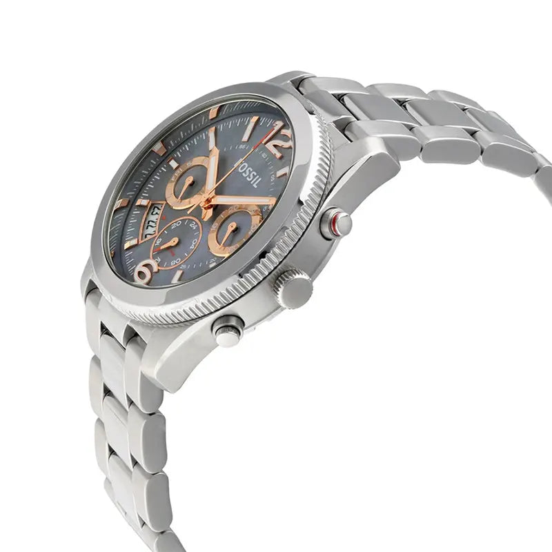 Fossil Perfect Boyfriend ES3880 Quartz Chronograph Mother of Pearl Blue Dial Stainless Steel Chain Women’s Watch