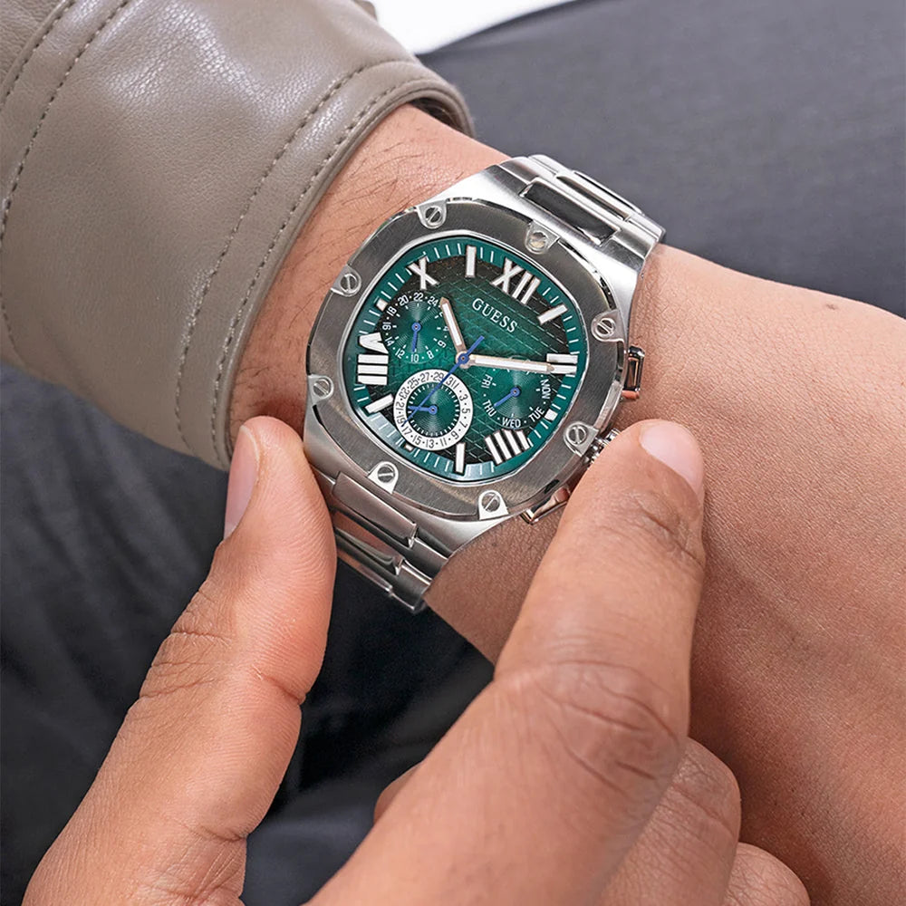 Guess Headline GW0572G6 Chronograph Quartz "Emerald Green" Dial Stainless Steel Chain Men’s Watch