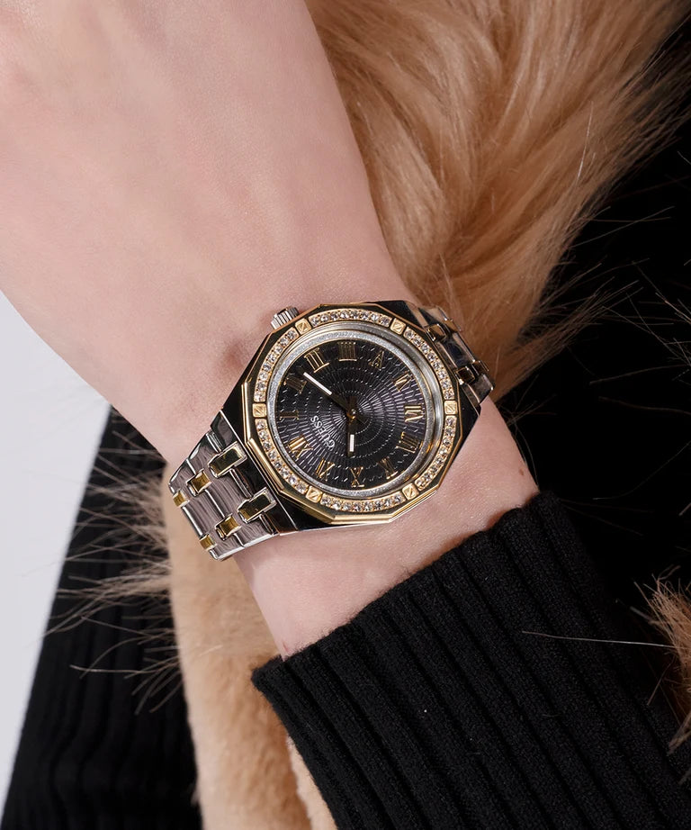 Guess Desire GW0770L4 Quartz Black Dial Silver & Golden-Tone Stainless Steel Chain Lady's Watch