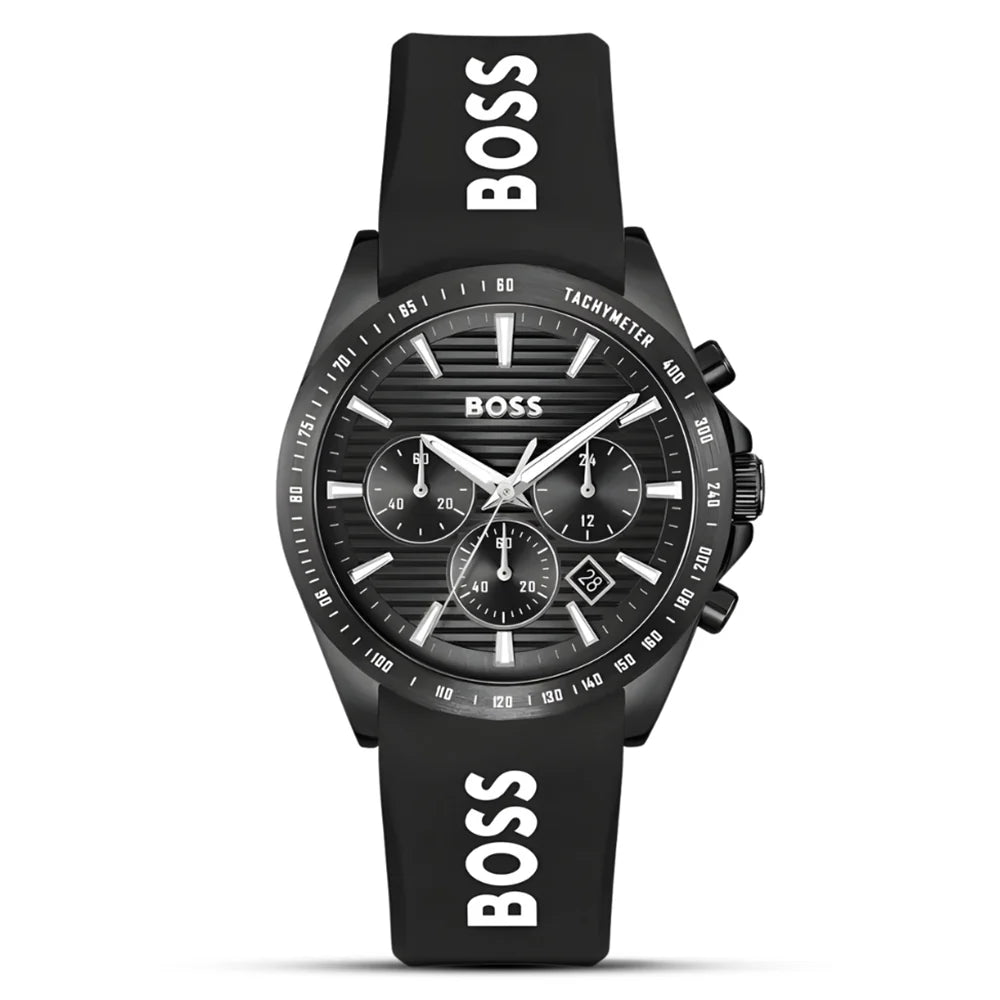 Hugo Boss Strike Chrono HB1514289 Chronograph Quartz Black Dial Silicon Strap Men’s Watch