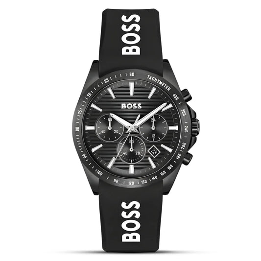 Hugo Boss Strike Chrono HB1514289 Chronograph Quartz Black Dial Silicon Strap Men’s Watch