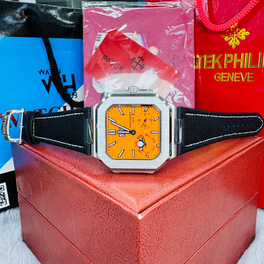 Patek Philippe Cubitus 5822P-001 Orange Dial Automatic Black Denim Strap Semi Swiss Grade Men's Watch
