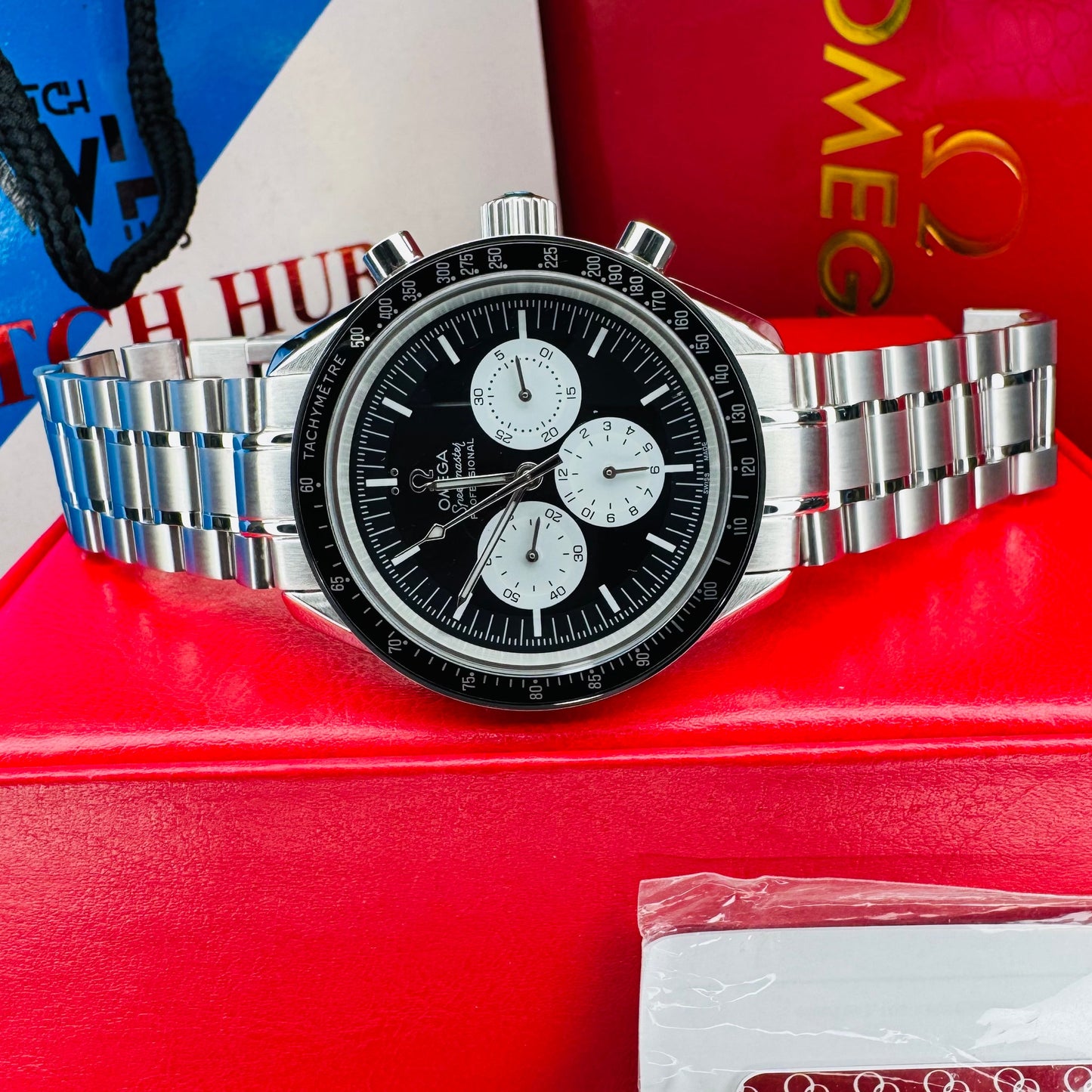 Omega Speedmaster Reverse Panda Chronometer Automatic Stainless Steel Chain Men's Watch