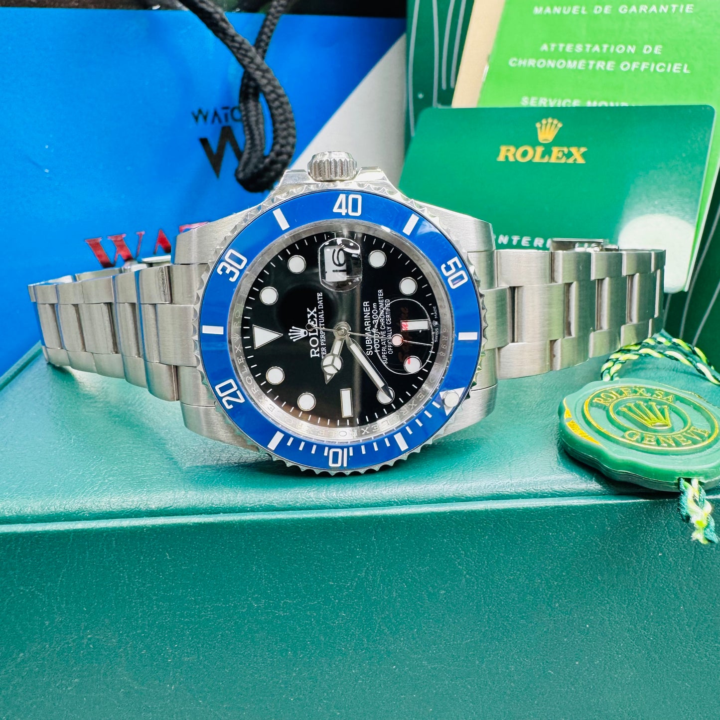 Rolex Submariner "Cookie Monster" Automatic Stainless Steel Men’s Chain Watch