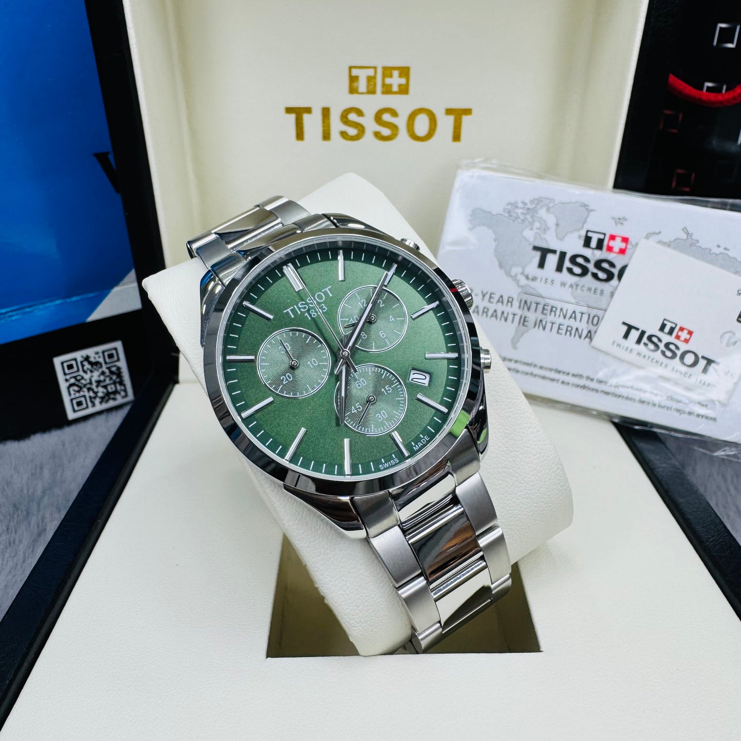 Tissot PR100 Green Dial Men's Chronograph Quartz Stainless Steel Chain Men’s Watch
