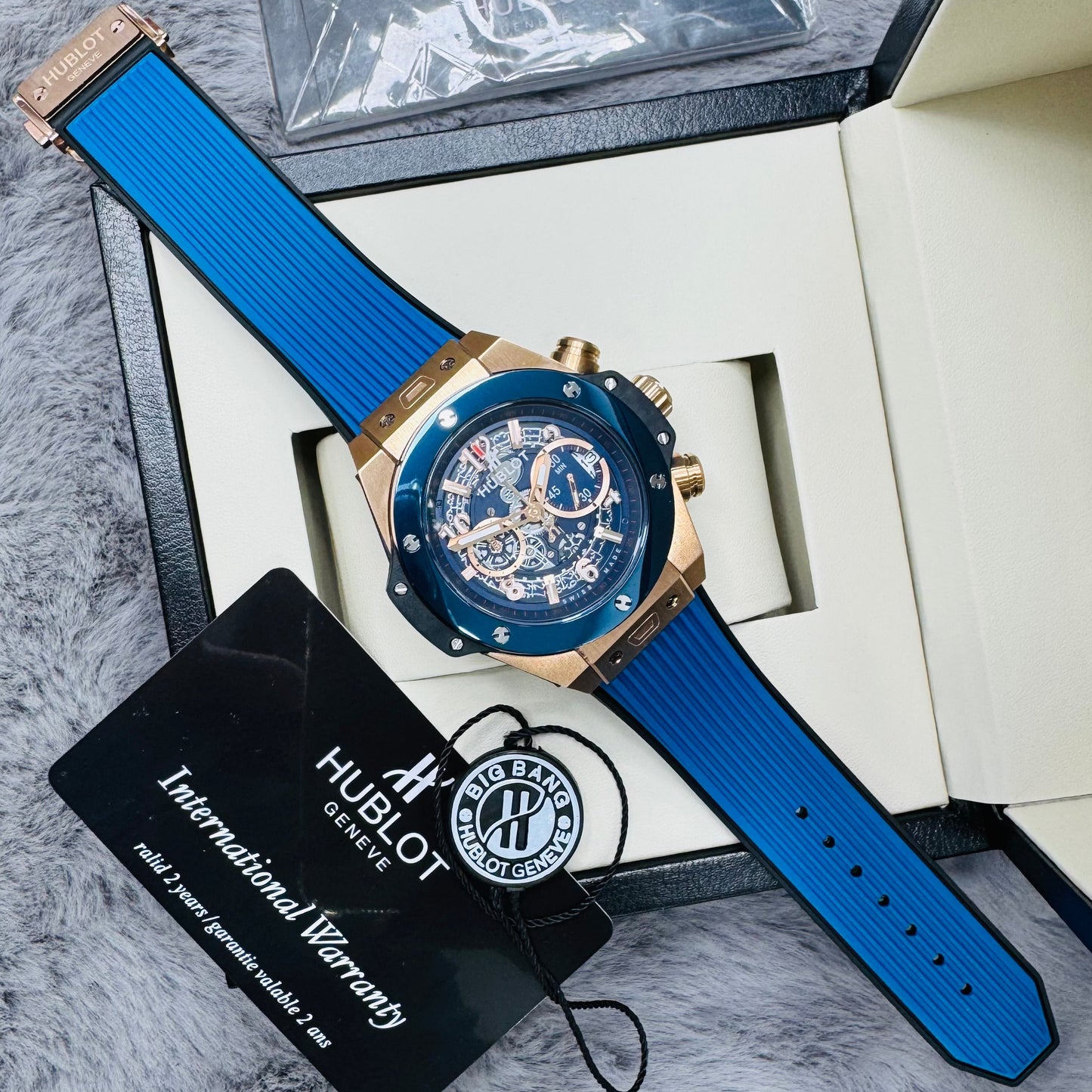 Hublot Big Bang Unico King Quartz Chronograph Stainless Steel Case Silicone Strap Men's Watch