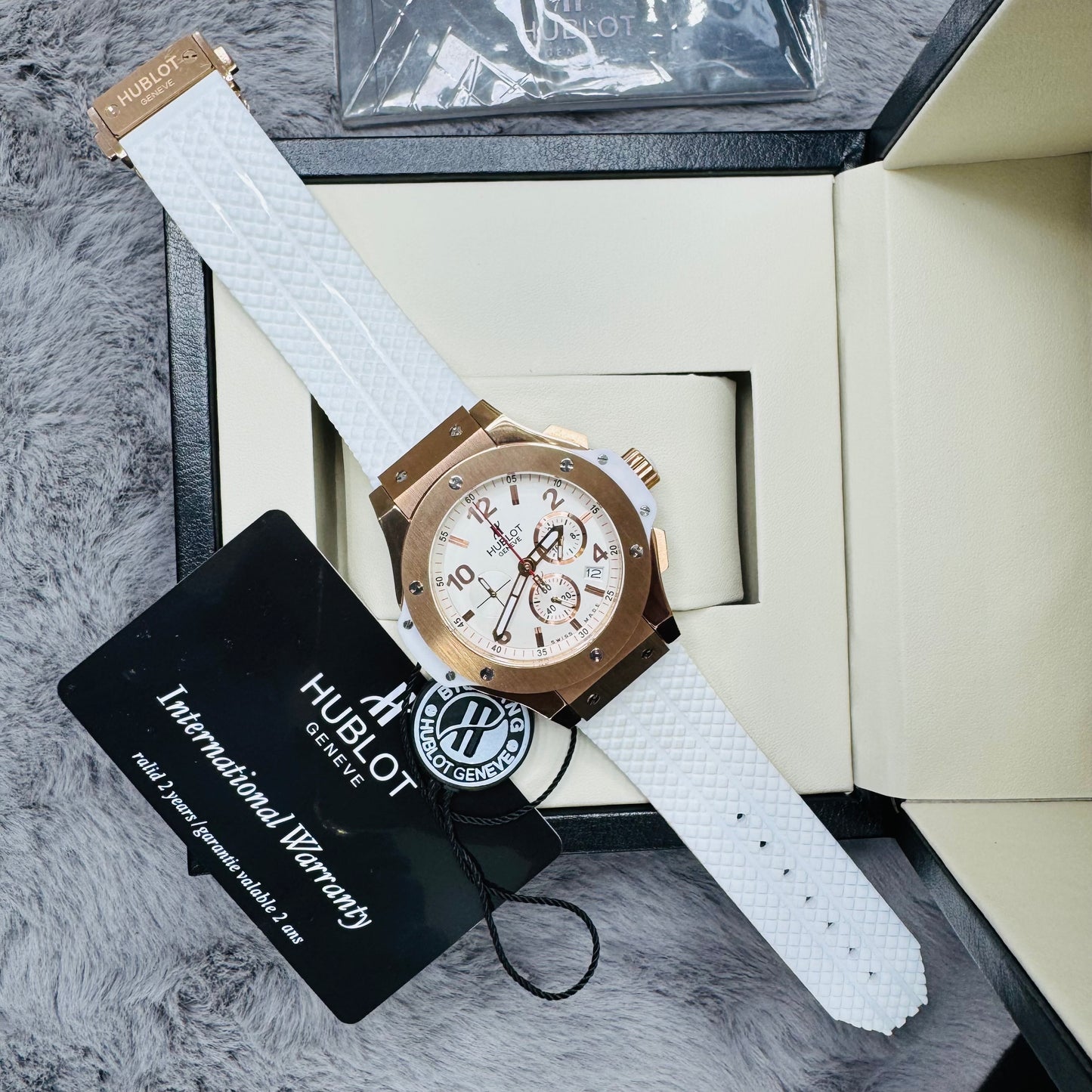 Hublot Big Bang Porto Cervo Chronograph Quartz Stainless Steel Case Silicone Strap Men's Watch
