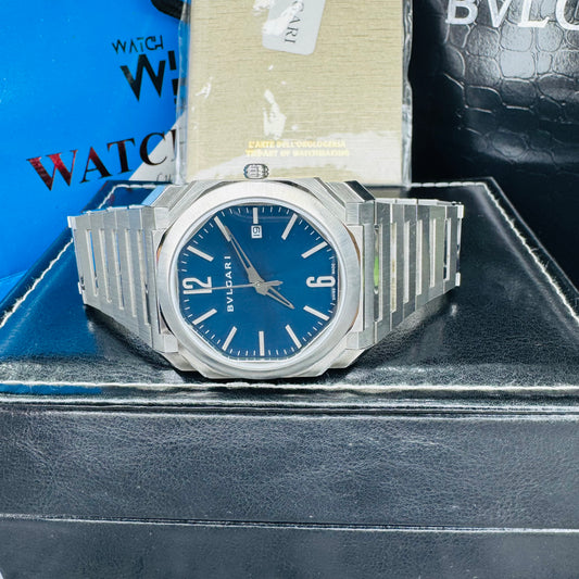 Bvlgari Octo Solotempo Blue Dial Automatic Stainless Steel Chain Men’s Watch