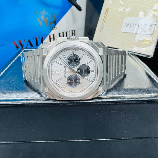 Bvlgari Octo Finissimo Chronograph Silver Dial Automatic Stainless Steel Chain Men’s Watch