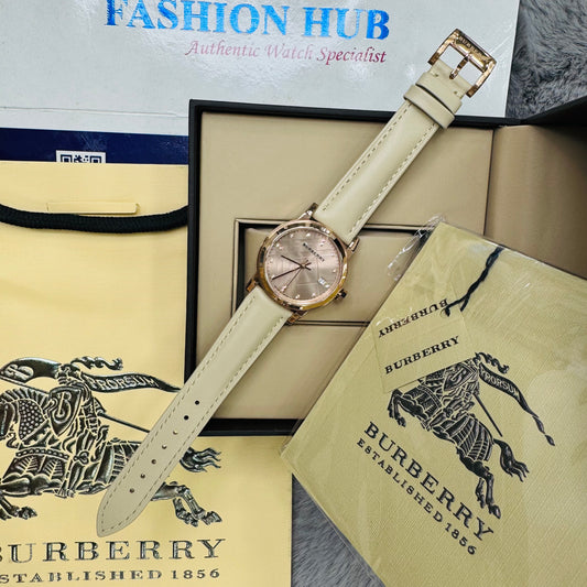 Burberry BU9146 Rose Gold-Tone Quartz Genuine Leather Strap Ladies Watch