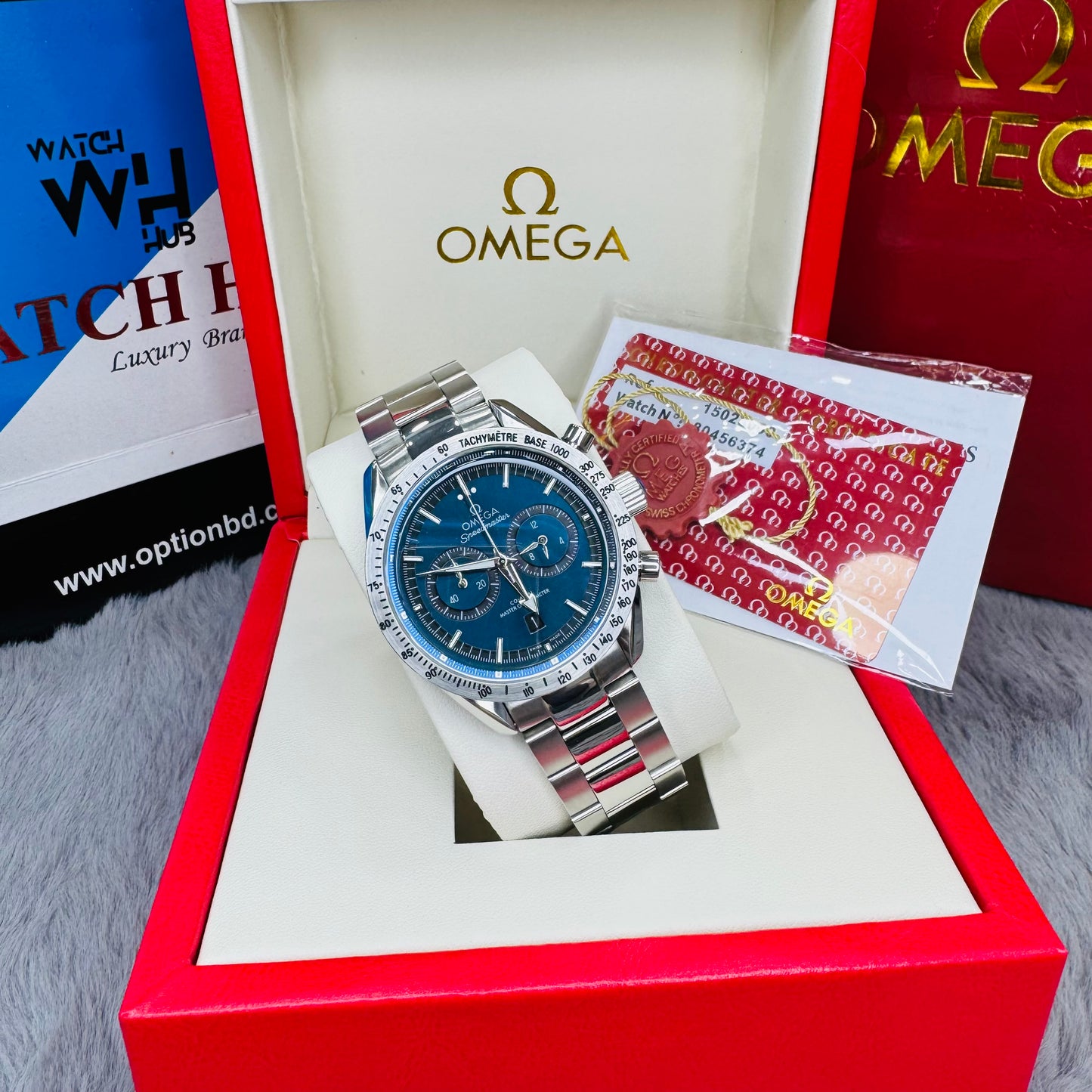 Omega Speedmaster 57 Chronograph Automatic Blue Dial Stainless Steel Chain Men's Watch