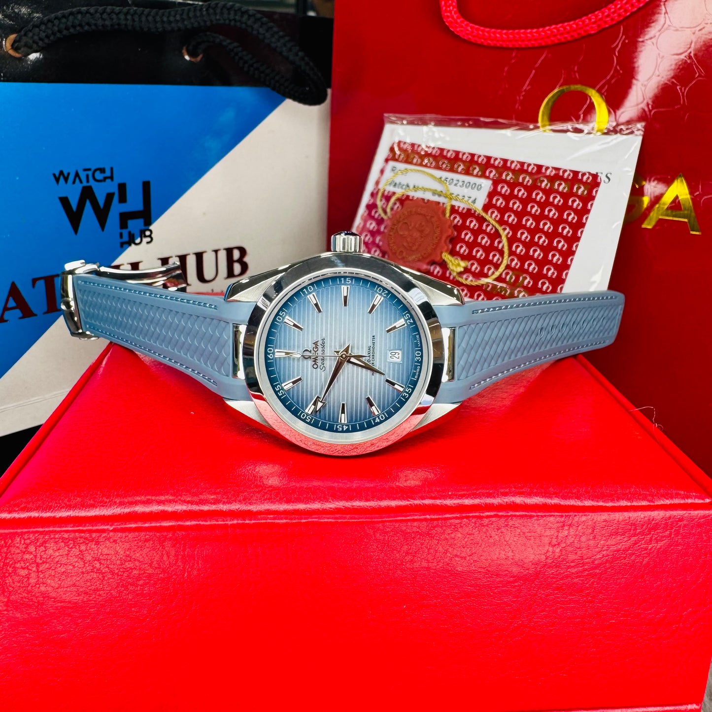 Omega Seamaster Aqua Terra 150M "75th Anniversary Summer Blue" Stainless Steel Case Silicon Strap Men's Watch