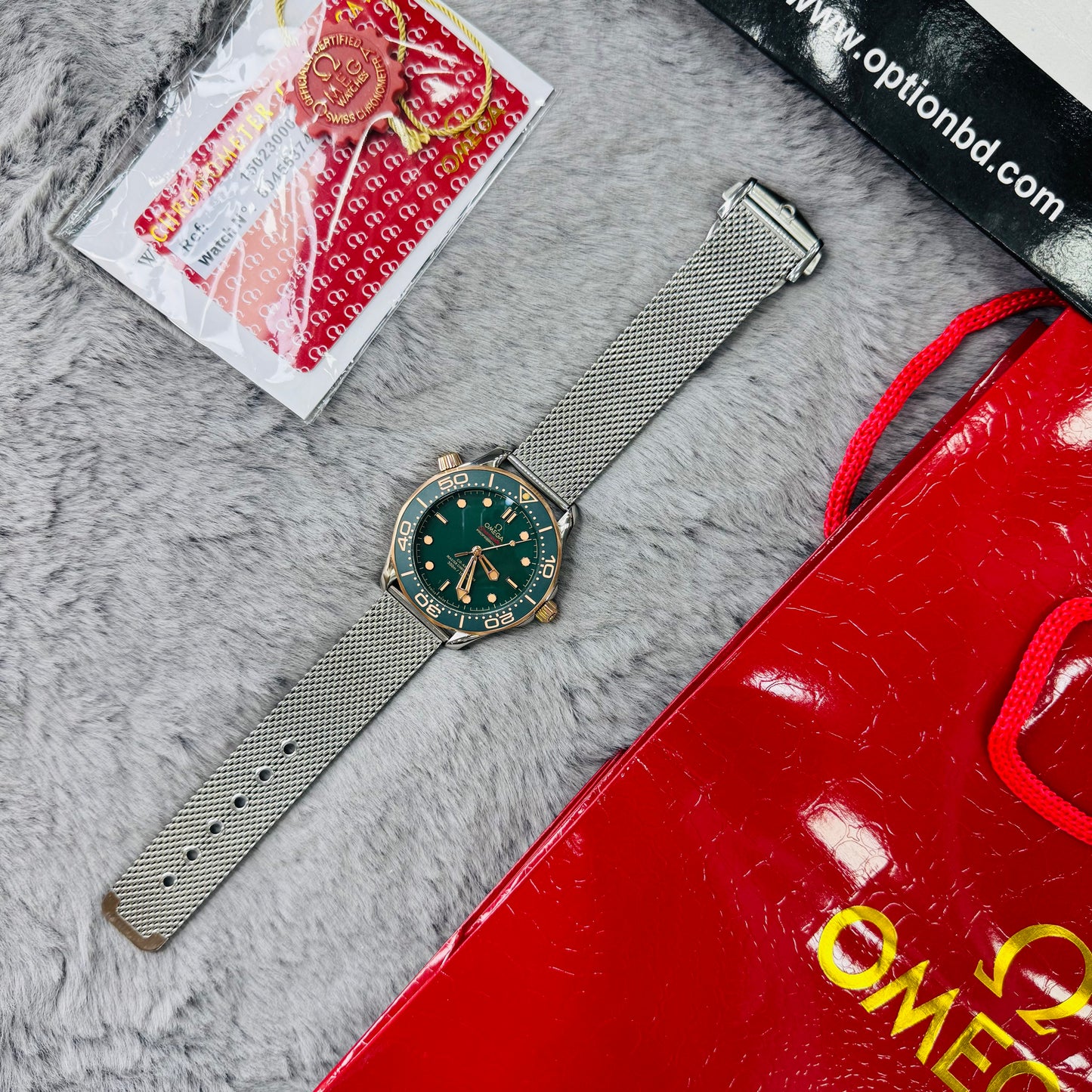 OMEGA Seamaster Diver 300M Co‑Axial Master Chronometer Automatic Green Dial Stainless Steel Chain Men's Watch