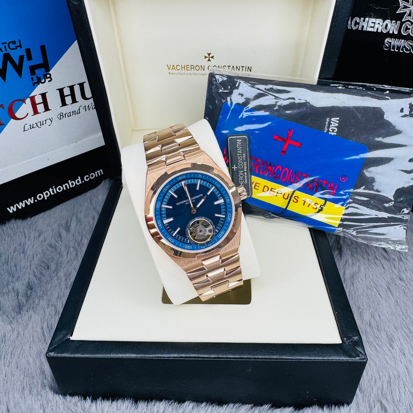Vacheron Constantin Overseas Tourbillon Automatic Blue Dial Stainless Steel Chain Men’s Watch