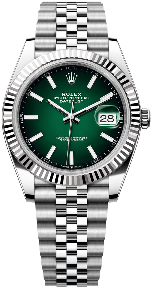 Rolex Datejust 126334-0034 Green Ombre 2026 Fluted Bezel Jubilee Bracelet 41mm Swiss 1:1 Mirror Grade Men’s Watch