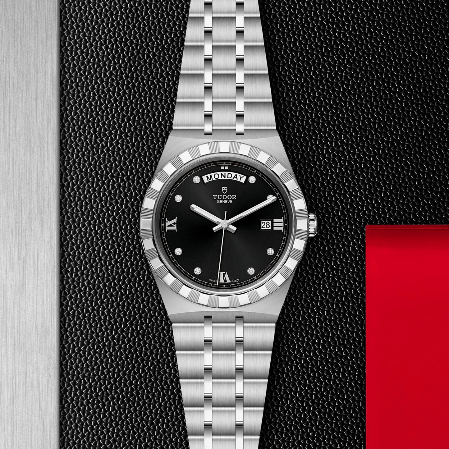 Tudor Royal Day-Date Automatic Bllack Dial Stainless Steel Chain Euro Grade Men's Watch