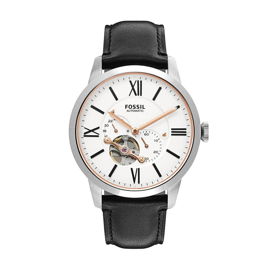 Fossil Townsman ME3104 White Dial Automatic Stainless Steel Genuine Leather Strap Men’s Watch