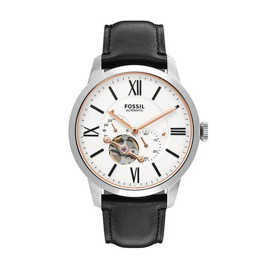 Fossil Townsman ME3104 White Dial Automatic Stainless Steel Genuine Leather Strap Men’s Watch