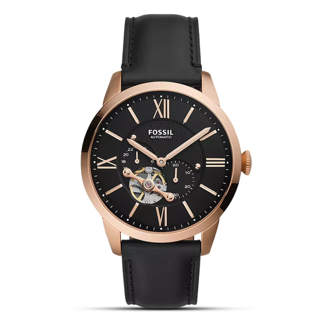 Fossil Townsman ME3170 Rose Gold-Tone Automatic Genuine Leather Strap Men’s Watch
