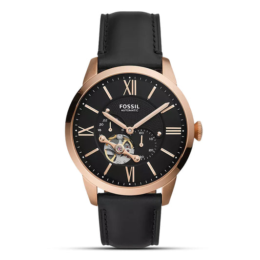 Fossil Townsman ME3170 Rose Gold-Tone Automatic Genuine Leather Strap Men’s Watch