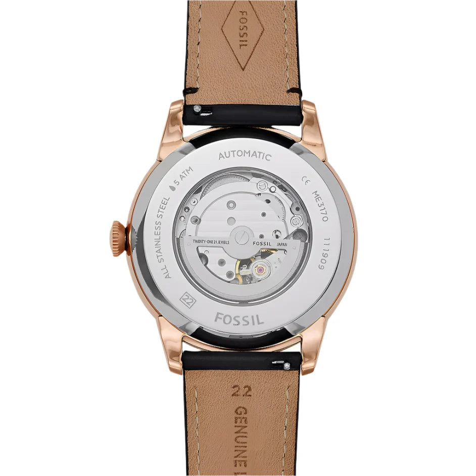 Fossil Townsman ME3170 Rose Gold-Tone Automatic Genuine Leather Strap Men’s Watch