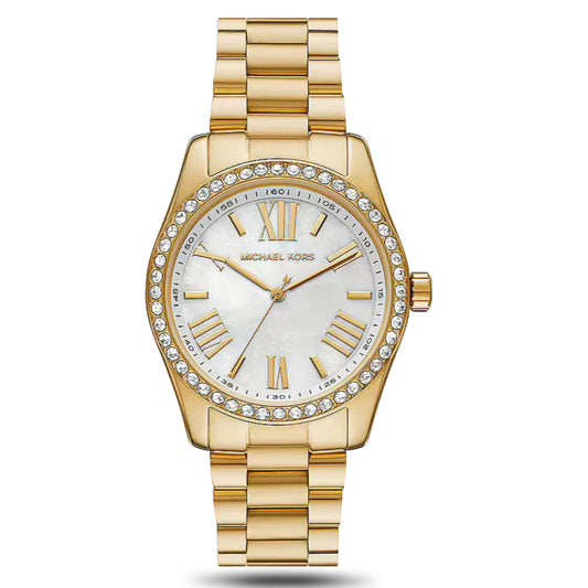 Michael Kors Lexington MK1079 Mother of Pearl White Dial Quartz Golden Tone Stainless Steel Women’s Watch