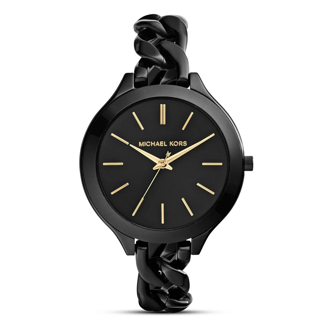 Michael Kors MK3317  Runway Twist Black Quartz Stainless Steel Chain Ladies Watch