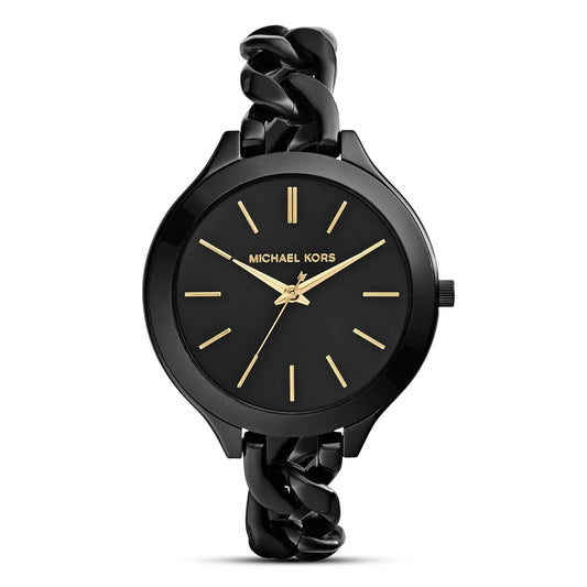 Michael Kors MK3317  Runway Twist Black Quartz Stainless Steel Chain Ladies Watch